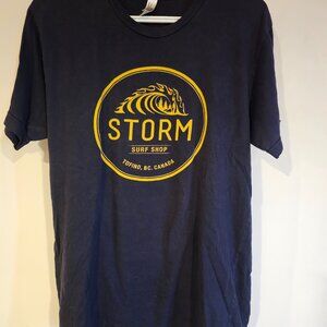 Ladies STORM surf shop Tofino navy blue t shirt